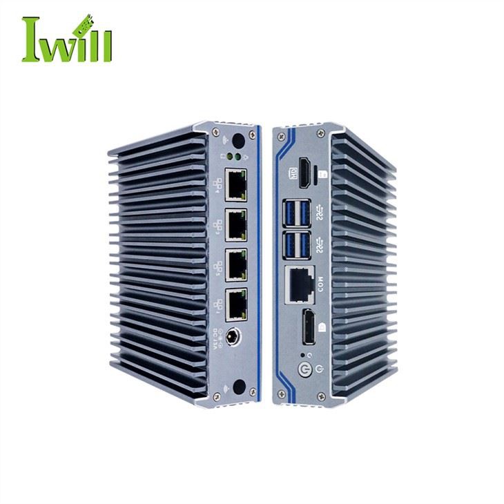 J4125 Mini PC 4 Lan počítač bez ventilátora